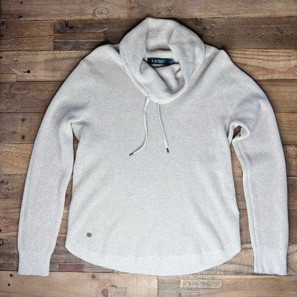 Ralph Lauren Large Women's Sweater with Cowl Neck 100% Cotton - Green Label